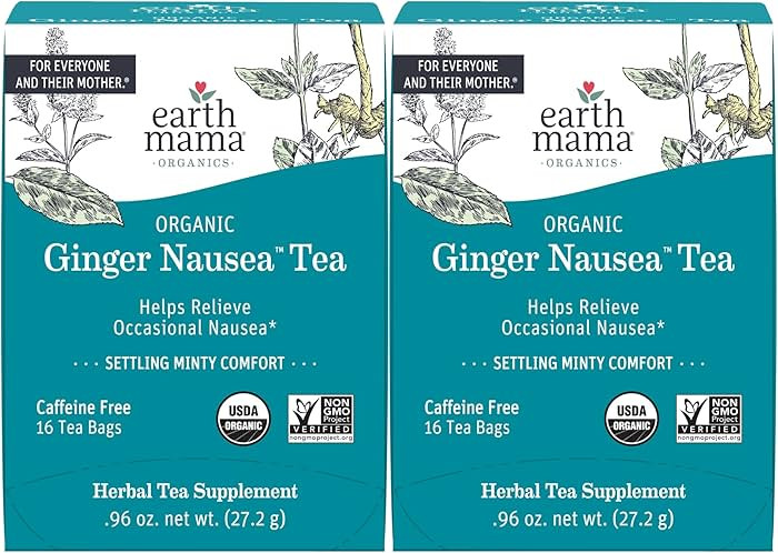 Earth Mama Organic Ginger Nausea™ Tea | Comforts Occasional Nausea + Morning Sickness, 16 Teaba... | Amazon (US)