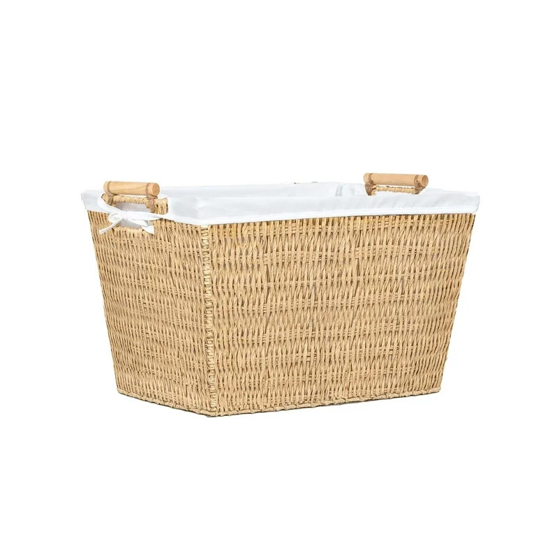 Better Homes & Gardens Resin Poly Rattan Laundry Basket with Fabric Liner - Walmart.com | Walmart (US)