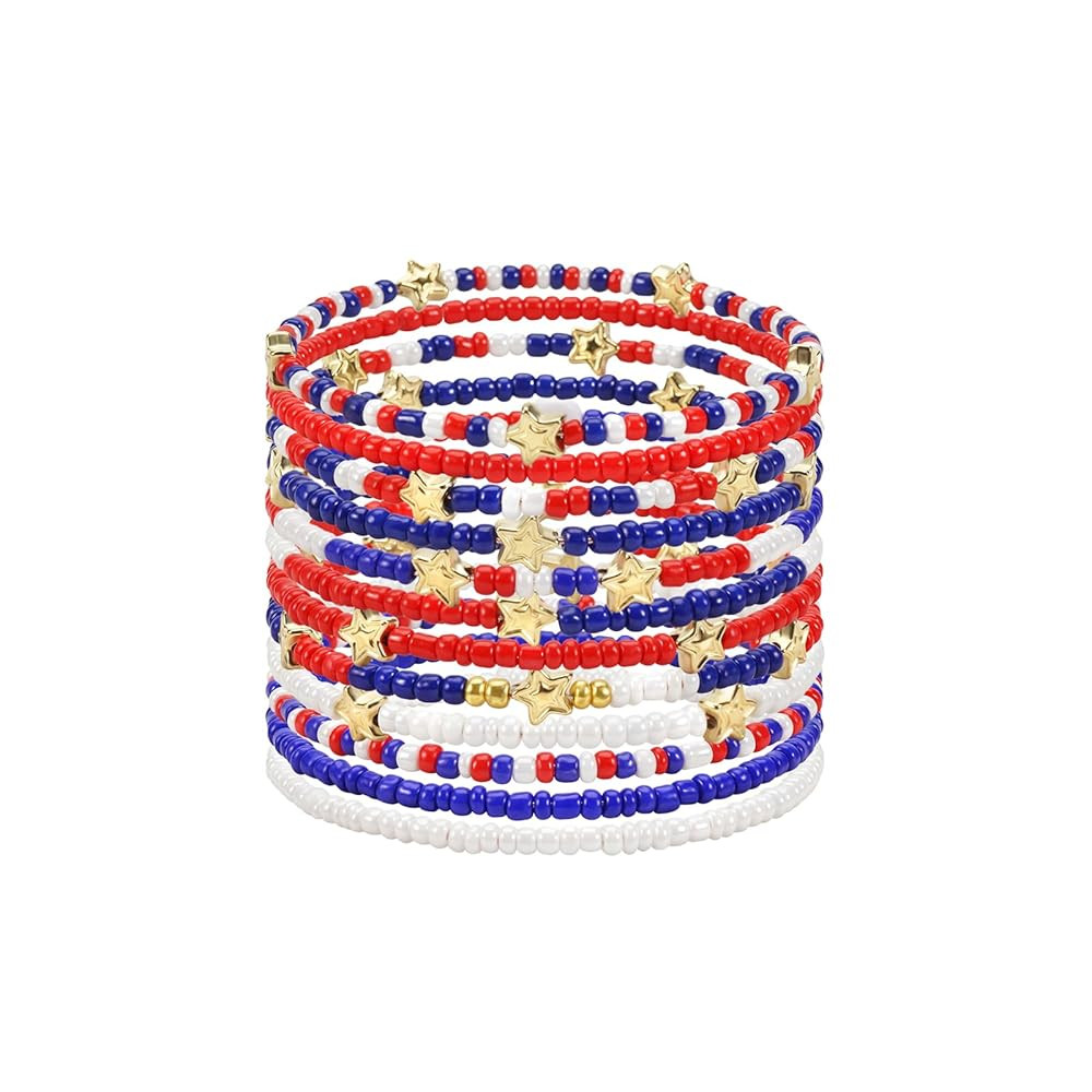 Mardi Gras Stackable Beaded Bracelets for Women Carnival Bracelet Jewelry | Amazon (US)