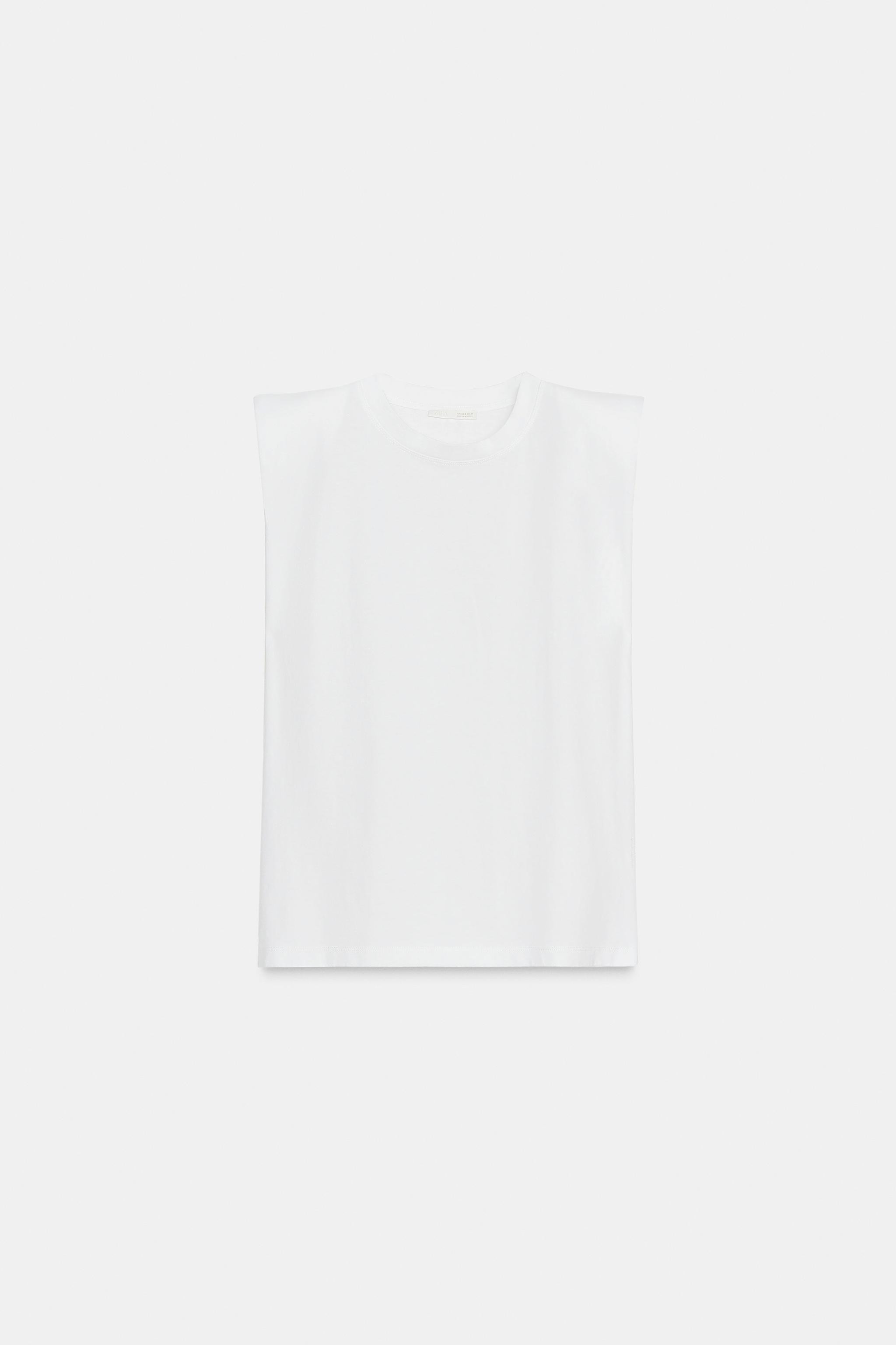 SLEEVELESS SHOULDER PAD T-SHIRT | Zara US