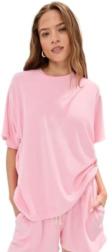 LE BOP Women's Farrah Terry Tee, Pink, S at Amazon Women’s Clothing store | Amazon (US)