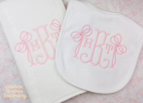 Monogram Name Bib Burp Cloth Monogrammed Bib Burp Cloth Baby - Etsy | Etsy (US)