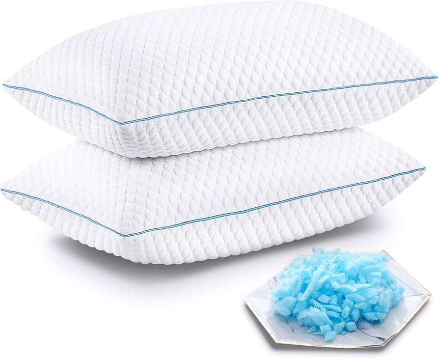 VVZ Shredded Memory Foam Pillows, Bed Pillows for Sleeping 2 Pack Queen Size 20 x 30 Inches, Luxu... | Amazon (US)