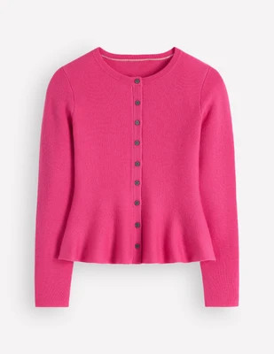 Boden Women's Fitted Wool Peplum Cardigan in Pink | Size 6 | Boden (US)