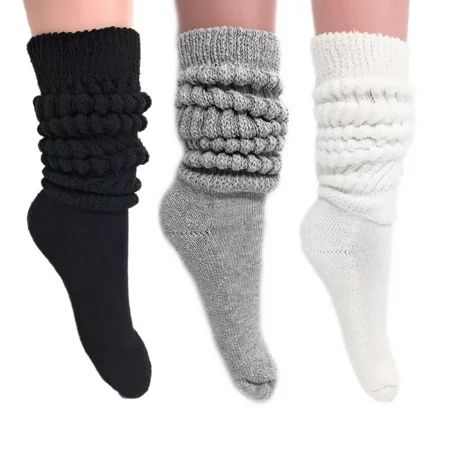Womens Heavy Slouch Socks Size 9-11 3 PAIRS (Black - Gray - White) | Walmart (US)