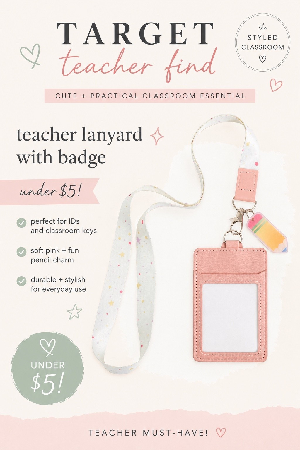 NEW teacher lanyard from Target! 🤍 Love the neutral, blush pink and the little ✏️ accessory. Grab one now for under $5! 

Back to school, teacher lanyard, Target school

#LTKWorkwear #LTKSeasonal