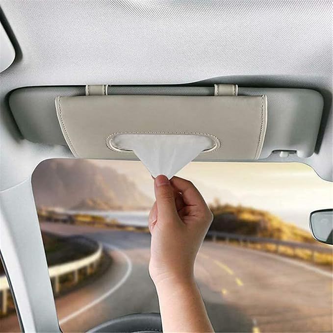 Fredysu Car Tissue Holder, Sun Visor Napkin Holder, Car Leather Tissue Case Holder for Sun Visor ... | Amazon (US)