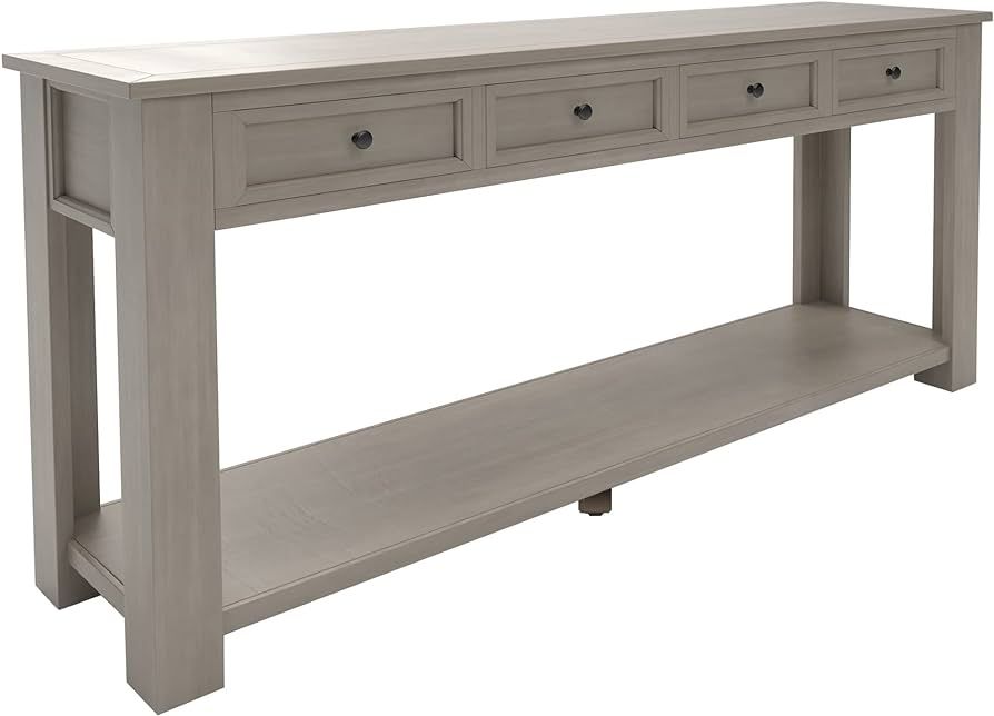 ENJUN 63" Console Storage Drawers, Entryway Solid Wood Sofa Tables w/Bottom Shelf Easy Assemble, ... | Amazon (US)