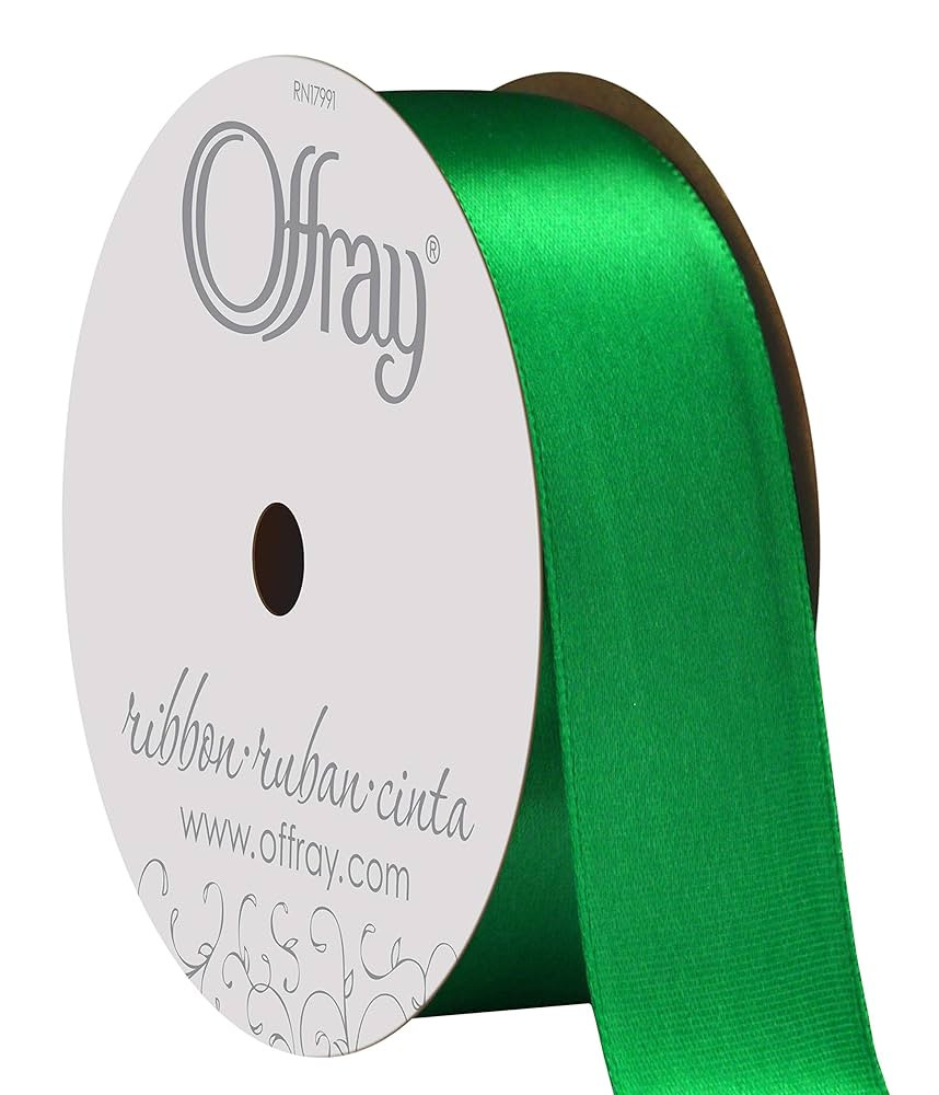 Berwick Offray 068878 7/8" Wide Single Face Satin Ribbon, Emerald Green, 6 Yds | Amazon (US)