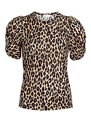 Kati Leopard Print Puff-Sleeve T-Shirt | Saks Fifth Avenue