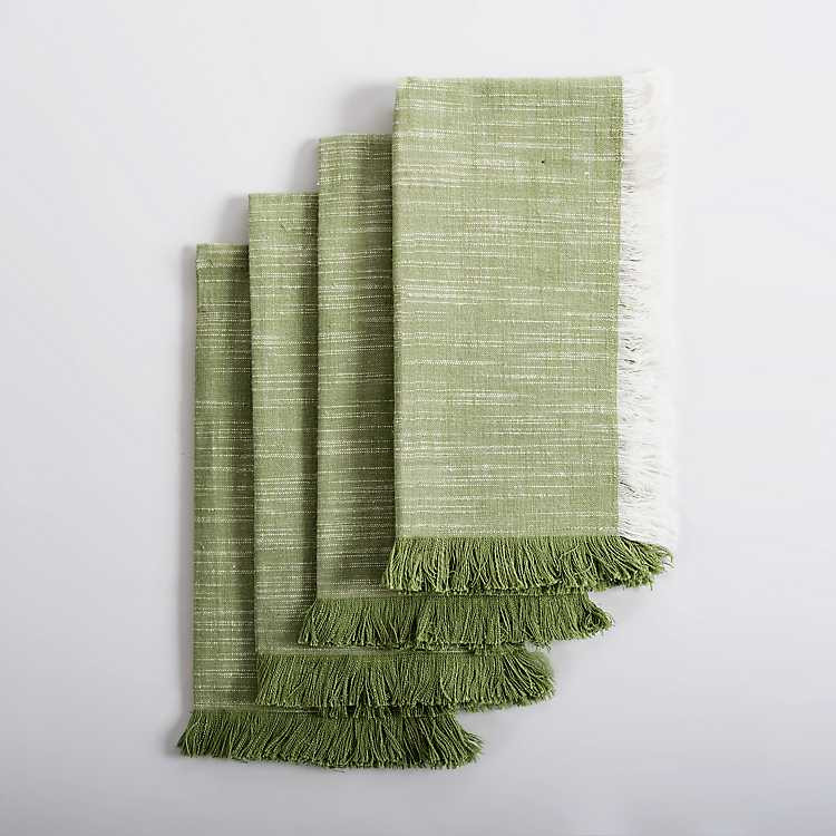 New! Morgan Sage Fringe Napkins, Set of 4 | Kirkland's Home