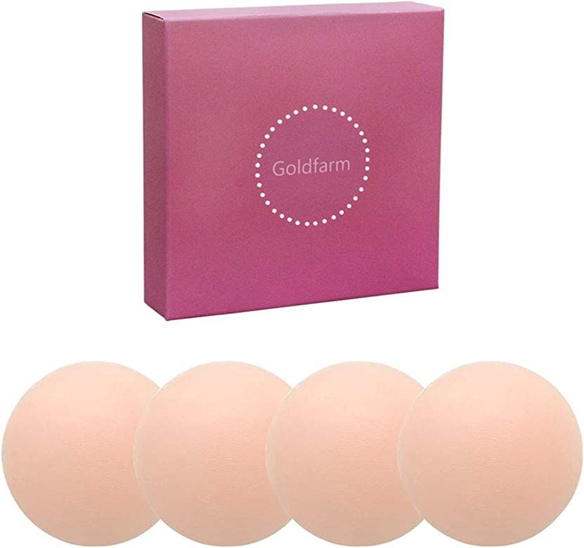 Nippleless Covers, Pasties, Silicone Reusable Breast Pasties Adhesive Bra 2 Pairs Round | Amazon (US)