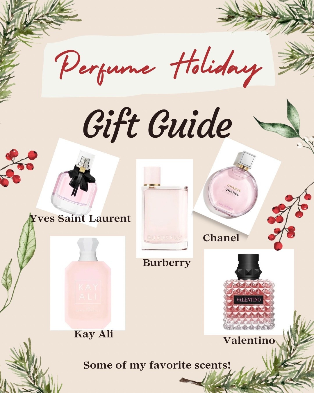 If you’re a pretty-in-pink girl who lives for a good perfume scent trail… this one’s for you! These are the five fragrances I keep in heavy rotation—soft, feminine, flirty, and so me. Perfect for my pink lovers who want to smell as good as they look.
💗 Chanel Chance Eau Tendre
A soft pink classic. Clean, fresh, girly… the kind of scent that makes people lean in and ask “what are you wearing?”
💗 Valentino Donna Born in Roma
Pretty but spicy. She’s pink, she’s sexy, she’s the main character energy in a bottle.
💗 Kay Ali – Vanilla | Marshmallow
Sweet girl heaven Warm, fluffy, sugary-soft. If you want to smell like a pink cloud, this is her.
💗 YSL – Mon Paris
Berry, floral, romantic. This is the “date night but make it pink” perfume.
💗 Burberry Her
The edible strawberry girl scent. Light, airy, and always compliments.
These are the scents that stay on my vanity, in my bag, and in my rotation. Perfect perfume gifts, perfect layering combos, perfect for all the soft girlies who love pink everything.

#LTKGiftGuide #LTKBeauty #LTKHoliday