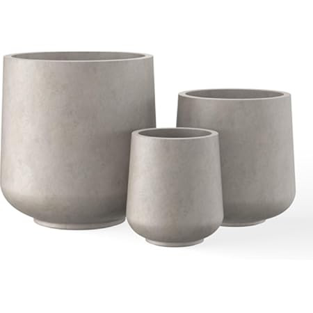 Kante 21.7" H Weathered Concrete Tall Planter, Large Outdoor Indoor Decorative Pot with Drainage Hole and Rubber Plug, Modern Round Style for Home and Garden | Amazon (US)
