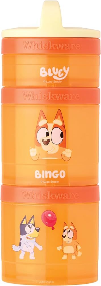 Whiskware Bluey Stackable Snack Containers for Kids and Toddlers, 3 Stackable Snack Cups for Scho... | Amazon (US)