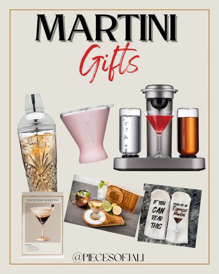 Martini Gift Ideas

Bartesian
Personalized cocktail board
Martini socks
Martini print for wall
Insulated martini glass 

#LTKHoliday #LTKGiftGuide #LTKparties