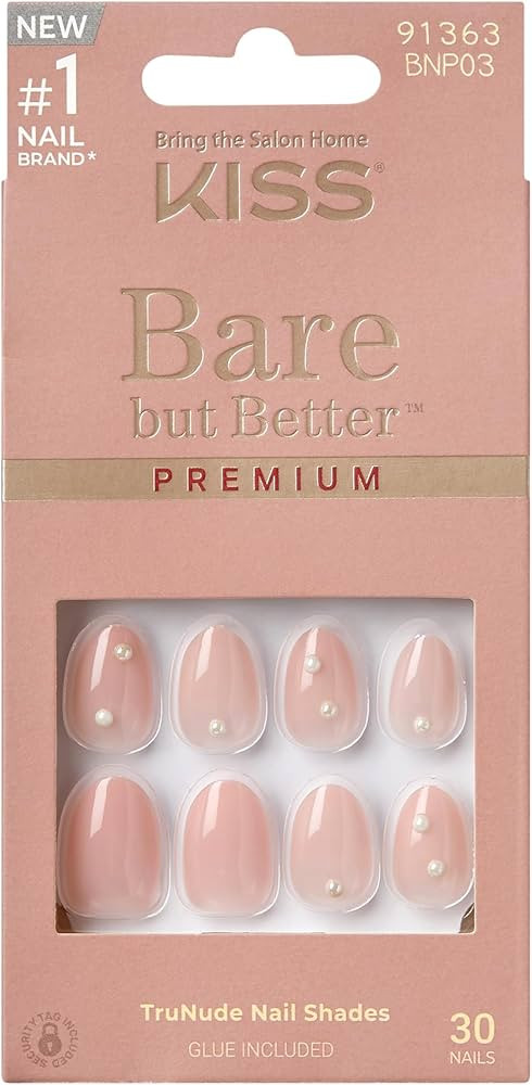KISS Bare But Better, Press-On Nails, Nail glue included, 'Slay', Light Nude skin, Short Size, Al... | Amazon (US)