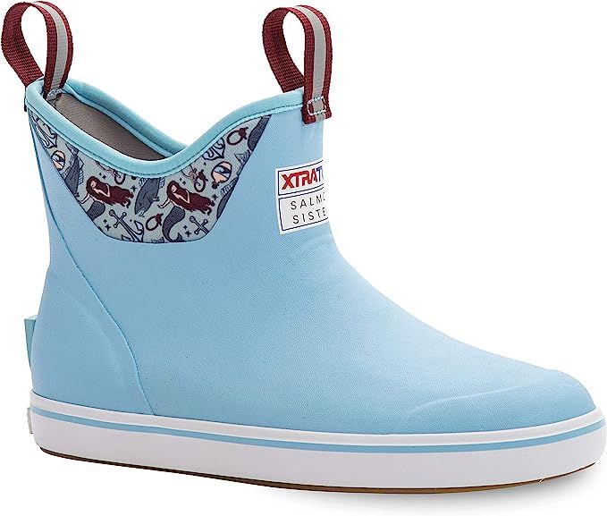 XTRATUF 6" SALMON SISTERS ANKLE DECK BOOT- WOMEN’S Light Blue/Blue Mermaid Life (XWAB-2BM) | Amazon (US)