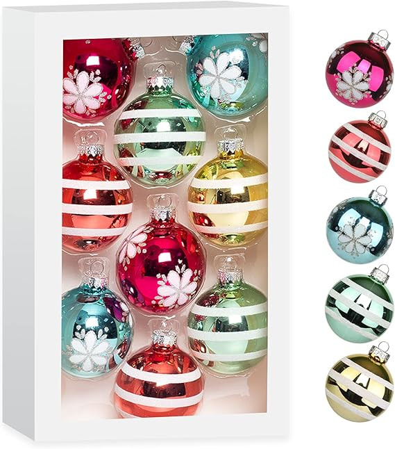 Amooca Christmas Colorful Glass Balls Decoration Festival Party Home Decors Holiday Xmas Tree Han... | Amazon (US)