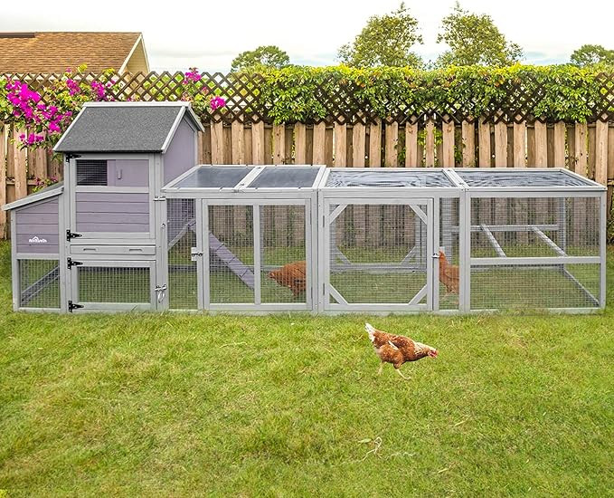 Amazon.com: Chicken Coop Wooden Hen House with Large Run and Nesting Box, Outdoor Poultry Cage wi... | Amazon (US)