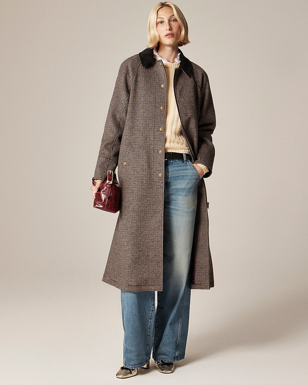 Long Barn Jacket™ in houndstooth wool blend | J. Crew US