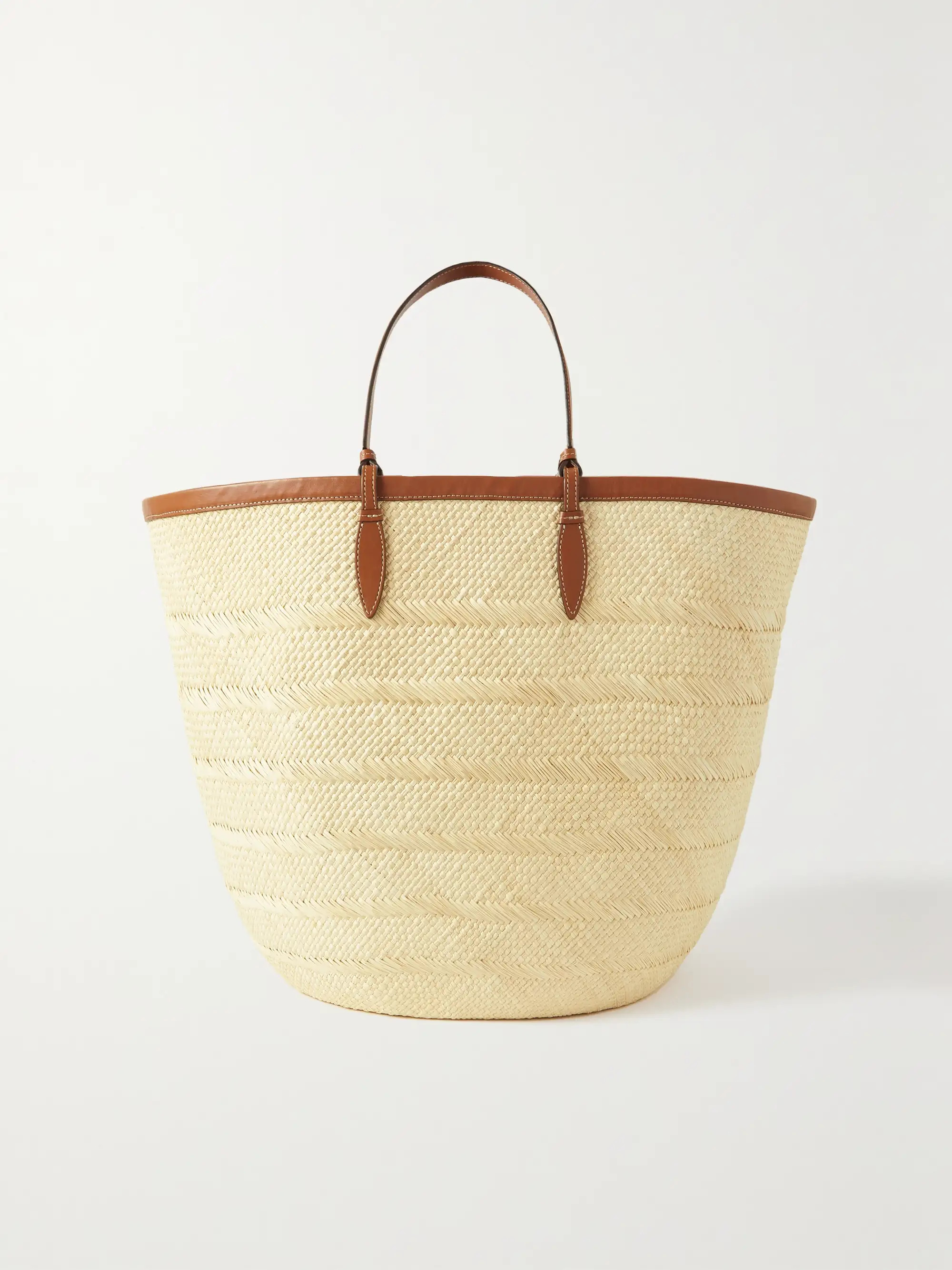 Iraca large leather-trimmed woven raffia tote | NET-A-PORTER (US)
