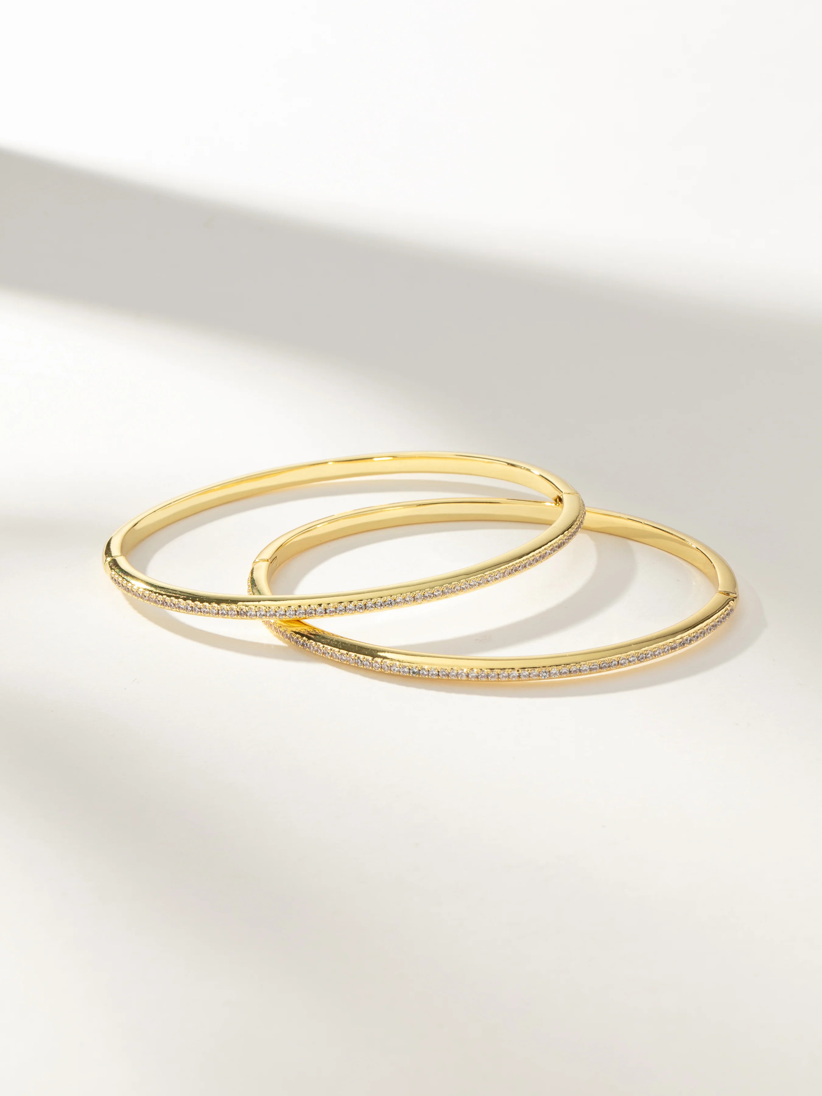 Radiant Pavé Bracelet Set of 2 in Gold | Bangle Stack | Uncommon James | Uncommon James