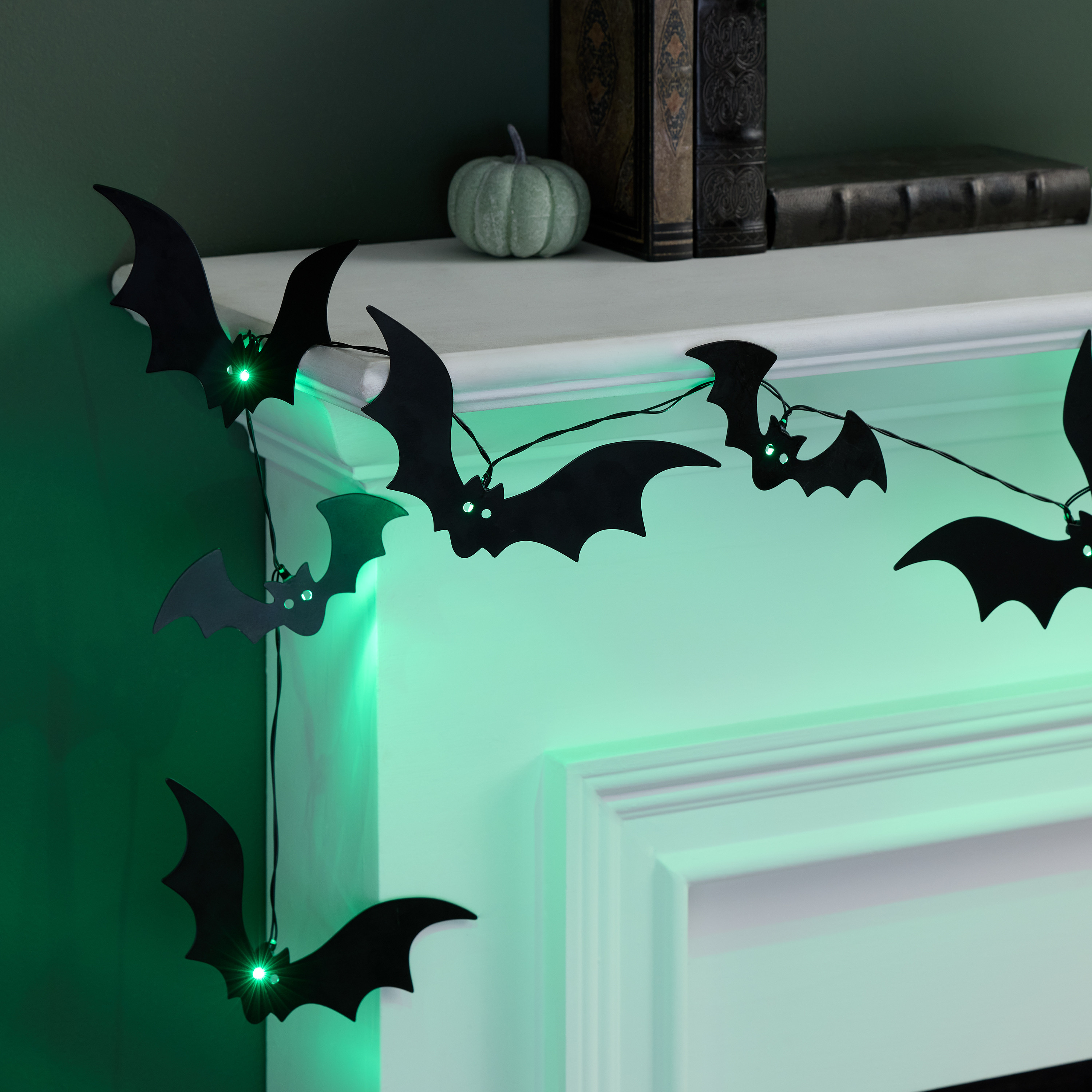 Black Metal Bat LED Battery Operated String Lights with Timer | World Market