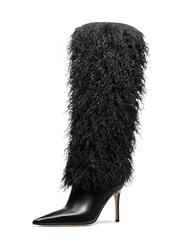 Michael Kors Women's Dawn Heeled Boot, Black/Shearling, 11 | Amazon (US)
