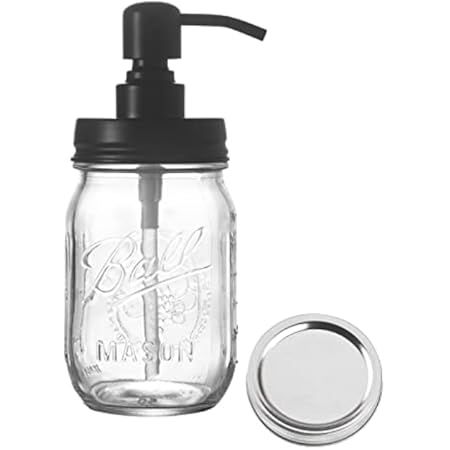 Jarmazing Products Mason Jar Soap Dispenser - Black - with 16 Ounce Ball Mason Jar - Made from Rust  | Amazon (US)