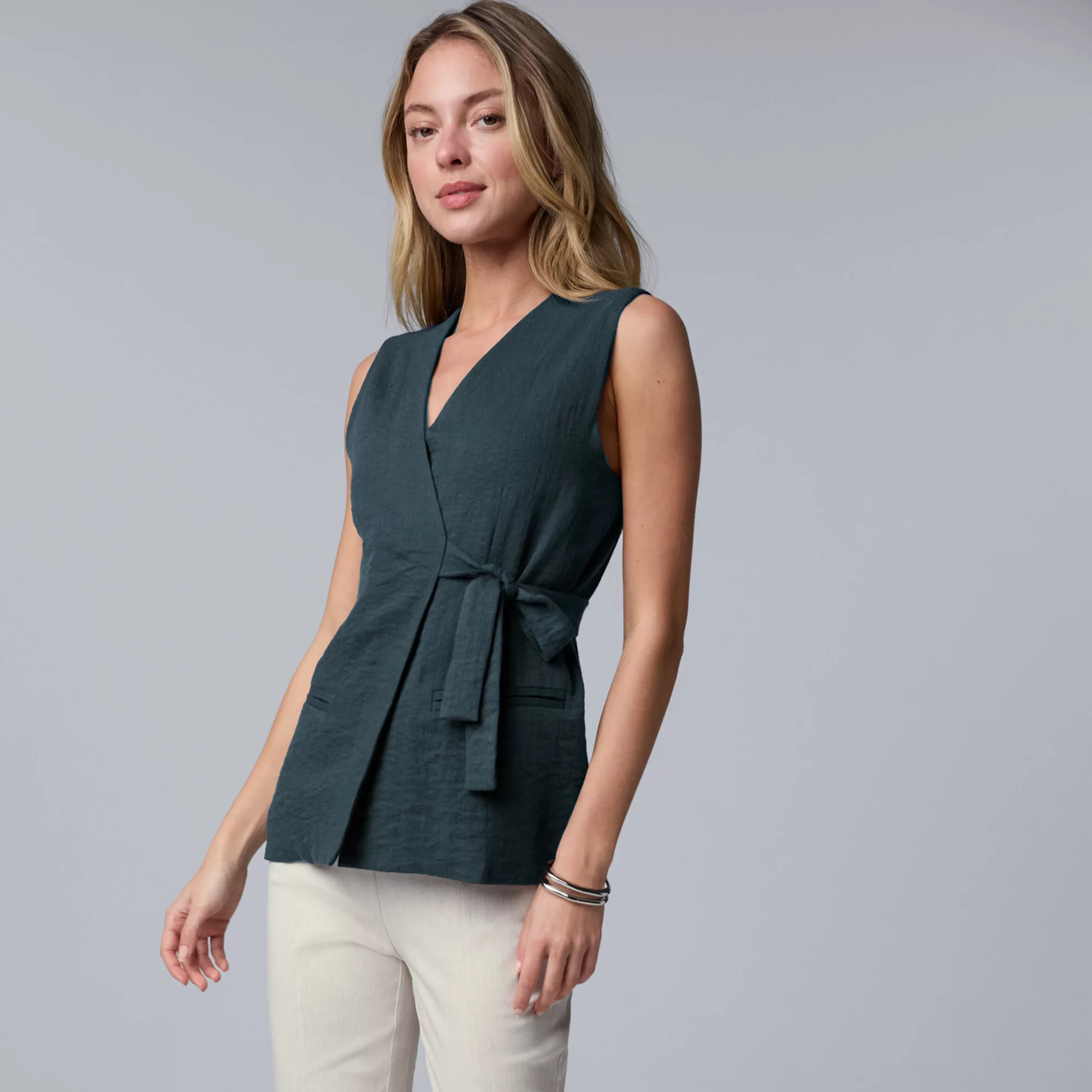 Women's Simply Vera Vera Wang Belted Vest | Kohl's
