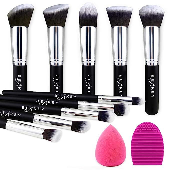 BEAKEY Makeup Brush Set, Premium Synthetic Kabuki Foundation Face Powder Blush Eyeshadow Brushes ... | Amazon (US)