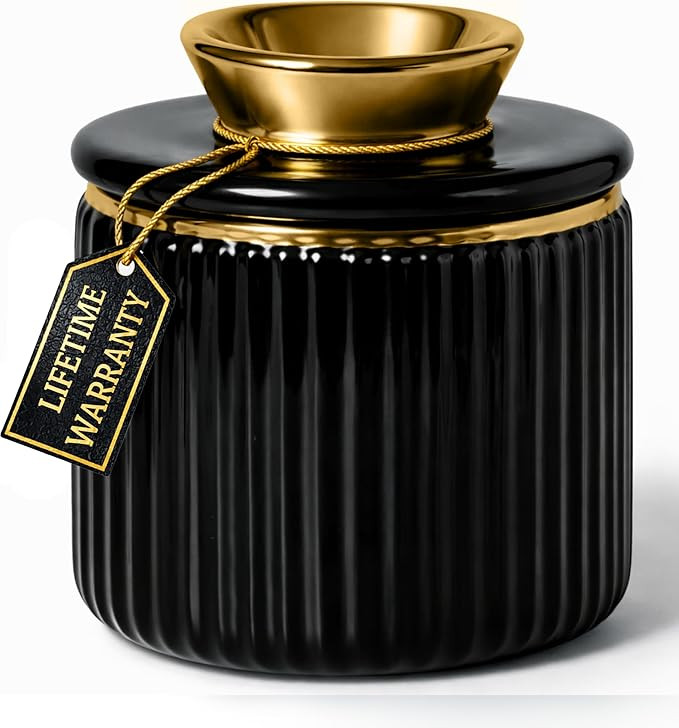 Butter Crock with Lid for Countertop – Black and Gold Ceramic French Butter Dish for Soft Butte... | Amazon (US)