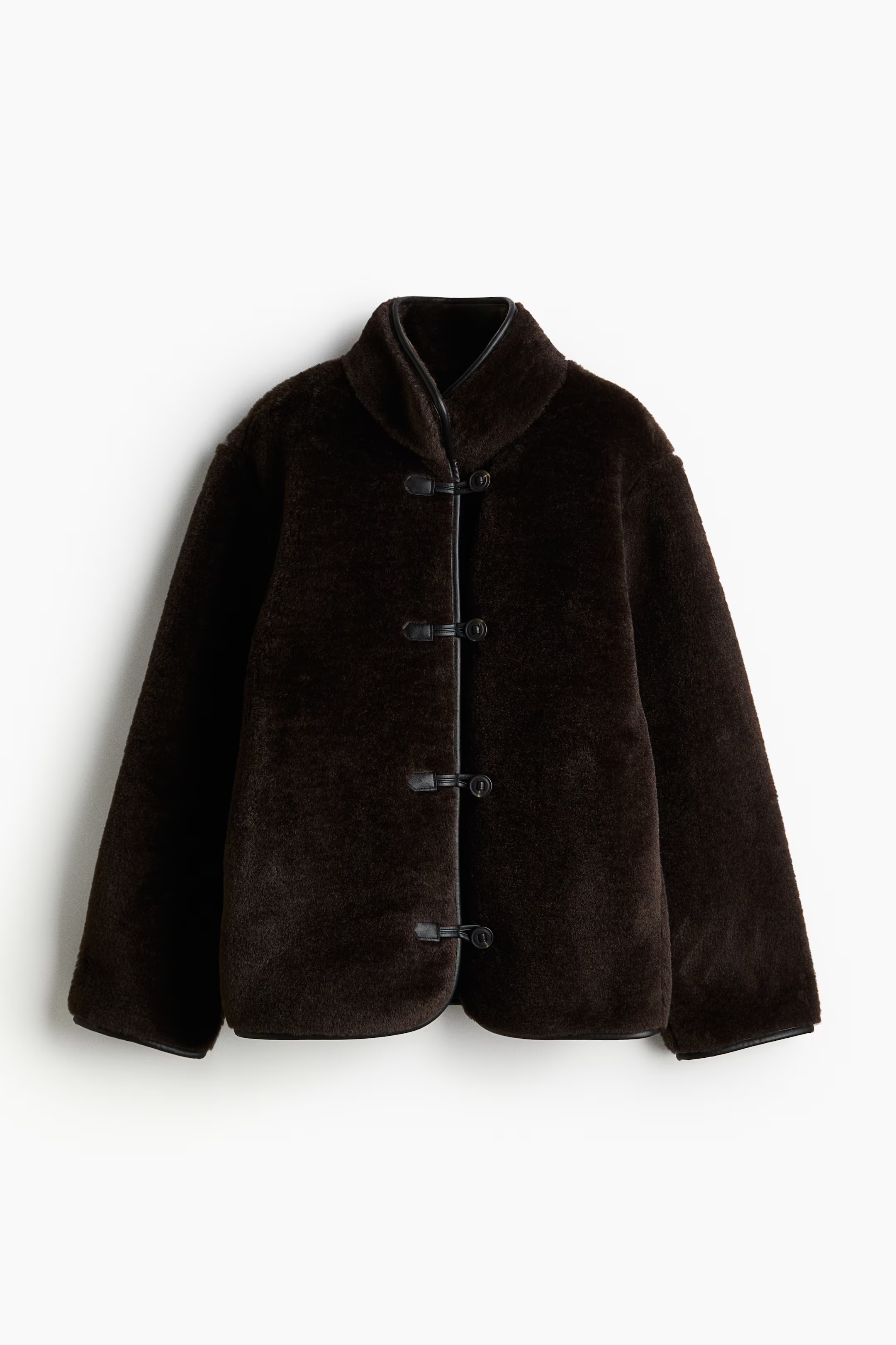 Fluffy Jacket - Long sleeve - Regular length - Dark brown - Ladies | H&M US | H&M (US + CA)