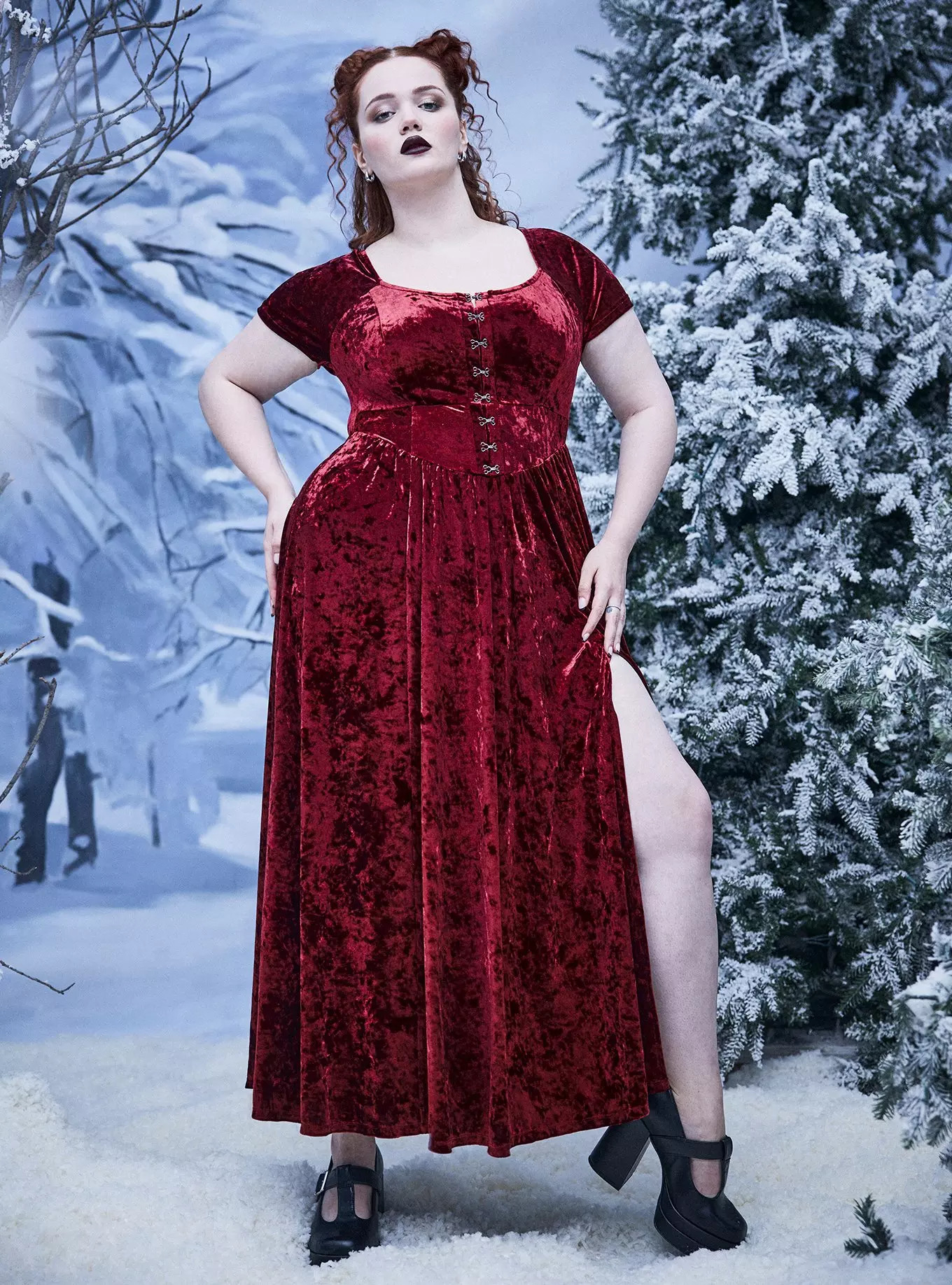 Nightfall Hook & Eye Velour Maxi Dress | Torrid (US & Canada)