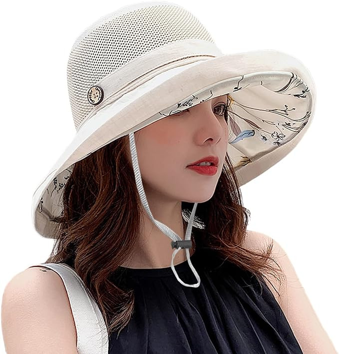 Women Wide Brim Sun Hats Metal Wired Edge Summer UV Protection Beach Fishing Hat for Hiking Garde... | Amazon (US)