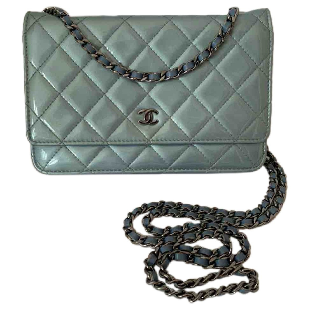 Chanel Wallet on Chain Blue Patent leather handbag for Women | Vestiaire Collective (Global)