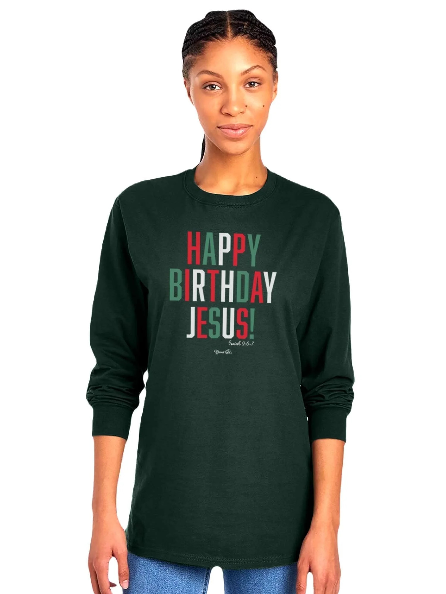 Blessed Girl Womens Long Sleeve T-Shirt Happy Birthday Jesus, Forest Green, MD | Walmart (US)