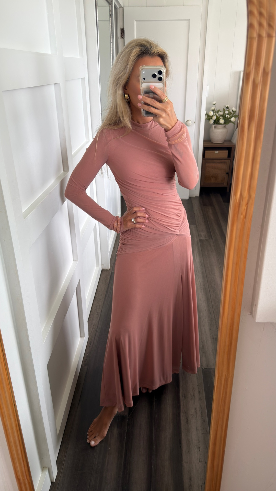 CHICEST most flattering dress! Long, but not overpowering. Perfect petite dress for a wedding! This blush color is so pretty! Wearing an xs. OTHER COLORS AVAILABLE !

#LTKSeasonal #LTKPetite #LTKOver40