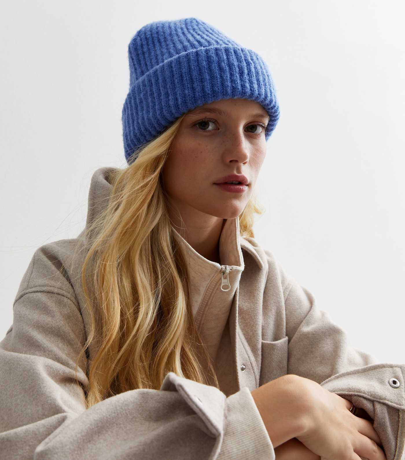 Blue Ribbed Knit Chunky Beanie | New Look | New Look (UK)