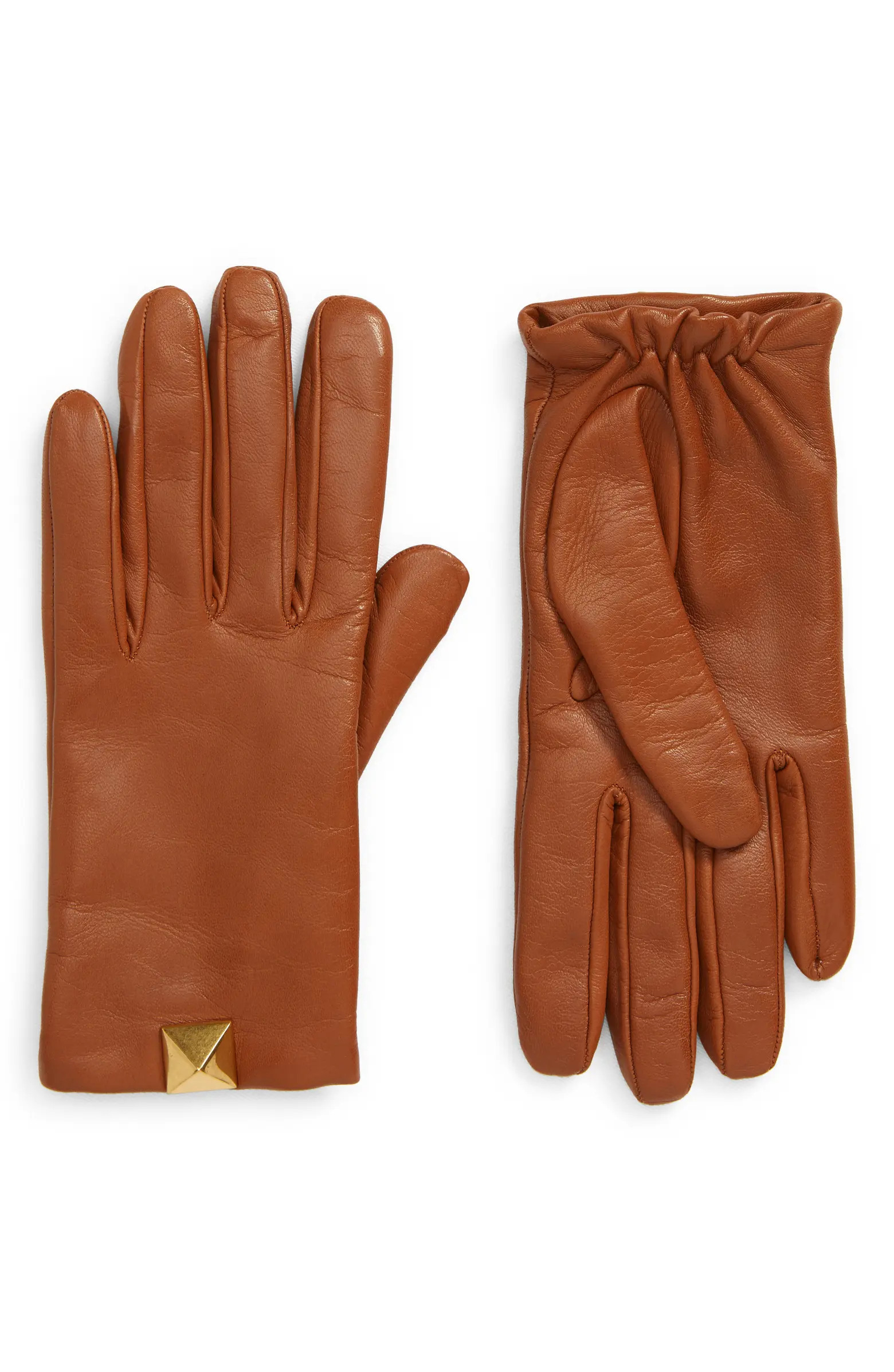 Valentino Garavani Roman Stud Cashmere Lined Leather Gloves | Nordstrom | Nordstrom