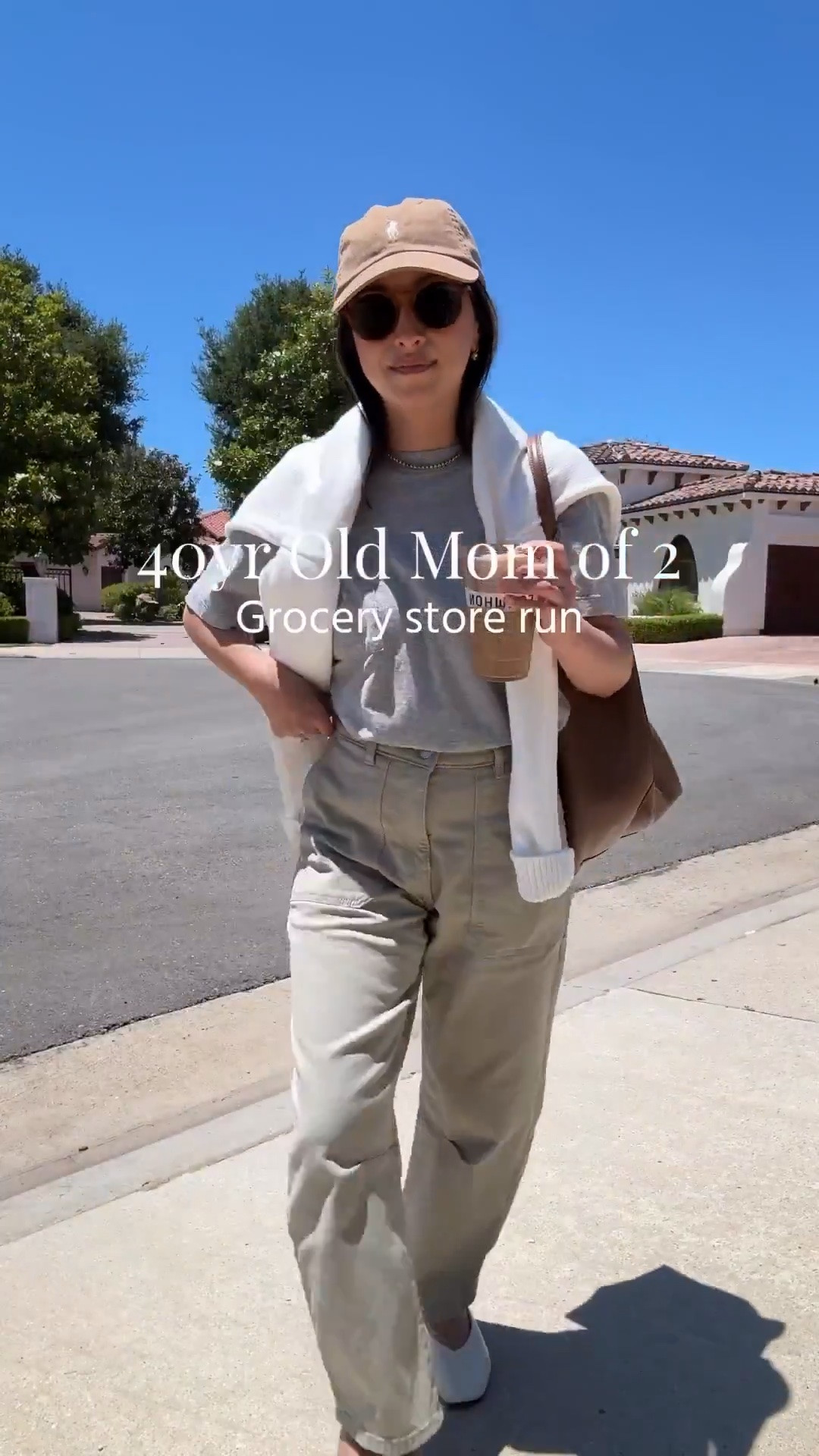 40yr old mom of 2. What I wore to: grocery shop

Jenni Kayne tee small
DL1961 Billie Barrels 25
Quince cotton sweater white small
Polo Ralph Lauren hat
Le Specs sunglasses
Mansur Gavriel tote
Reformation flats 5
Dorsey Earrings Maxwell earrings medium

#LTKmomlife #LTKPetite