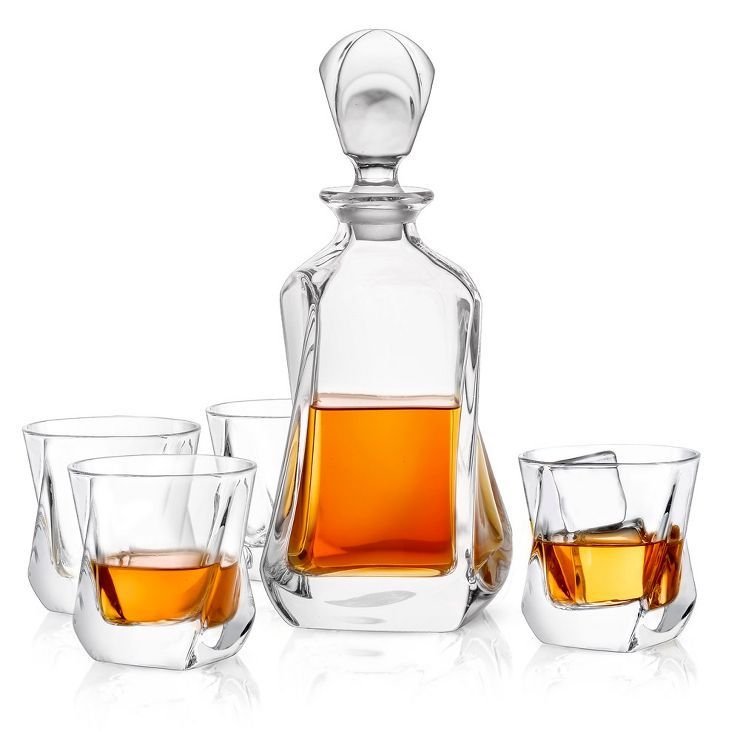 JoyJolt Aurora Whiskey Decanter Bar Set - Set of 5 - Scotch Decanter & Old Fashioned Whiskey Glas... | Target