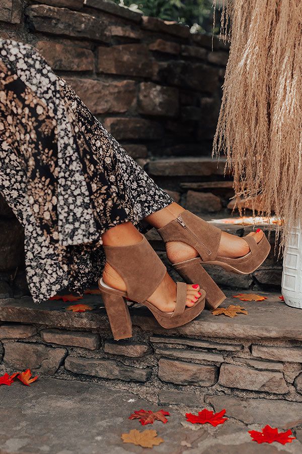 The Haynes Faux Suede Heel In Brown | Impressions Online Boutique
