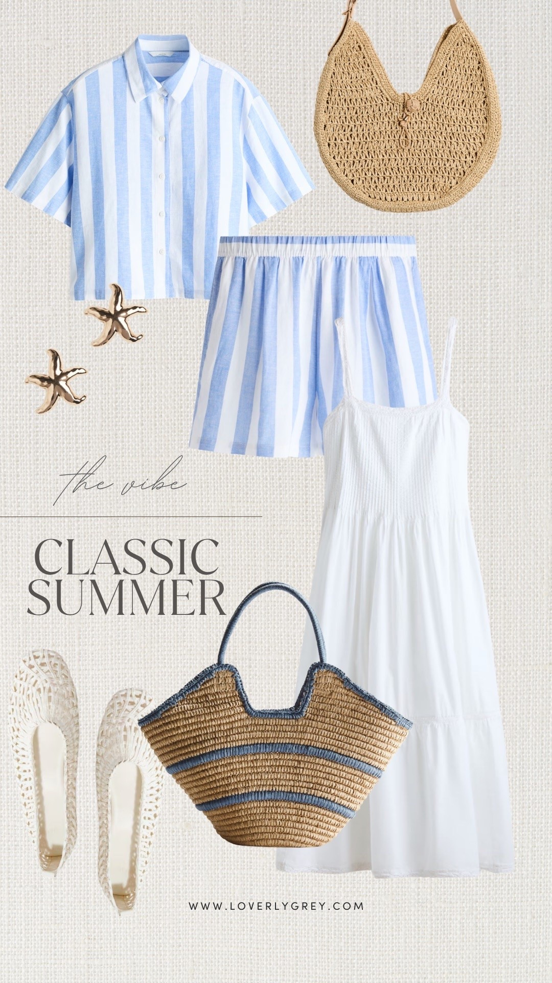 Loverly Grey’s classic blue and white summer vibes. The white dress is a closet staple and the matching set is an easy YES!