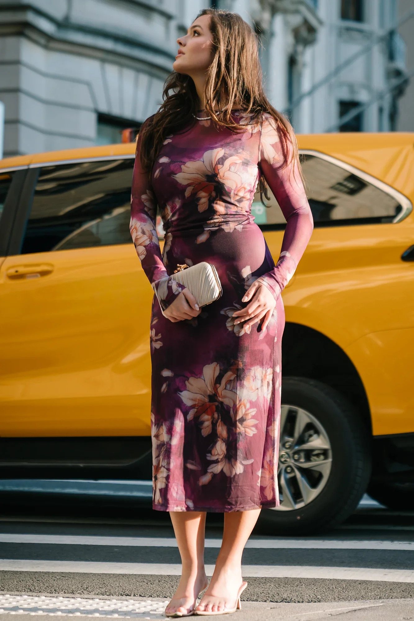 Darya Mesh Midi Dress, Purple Floral | Baltic Born | Baltic Born
