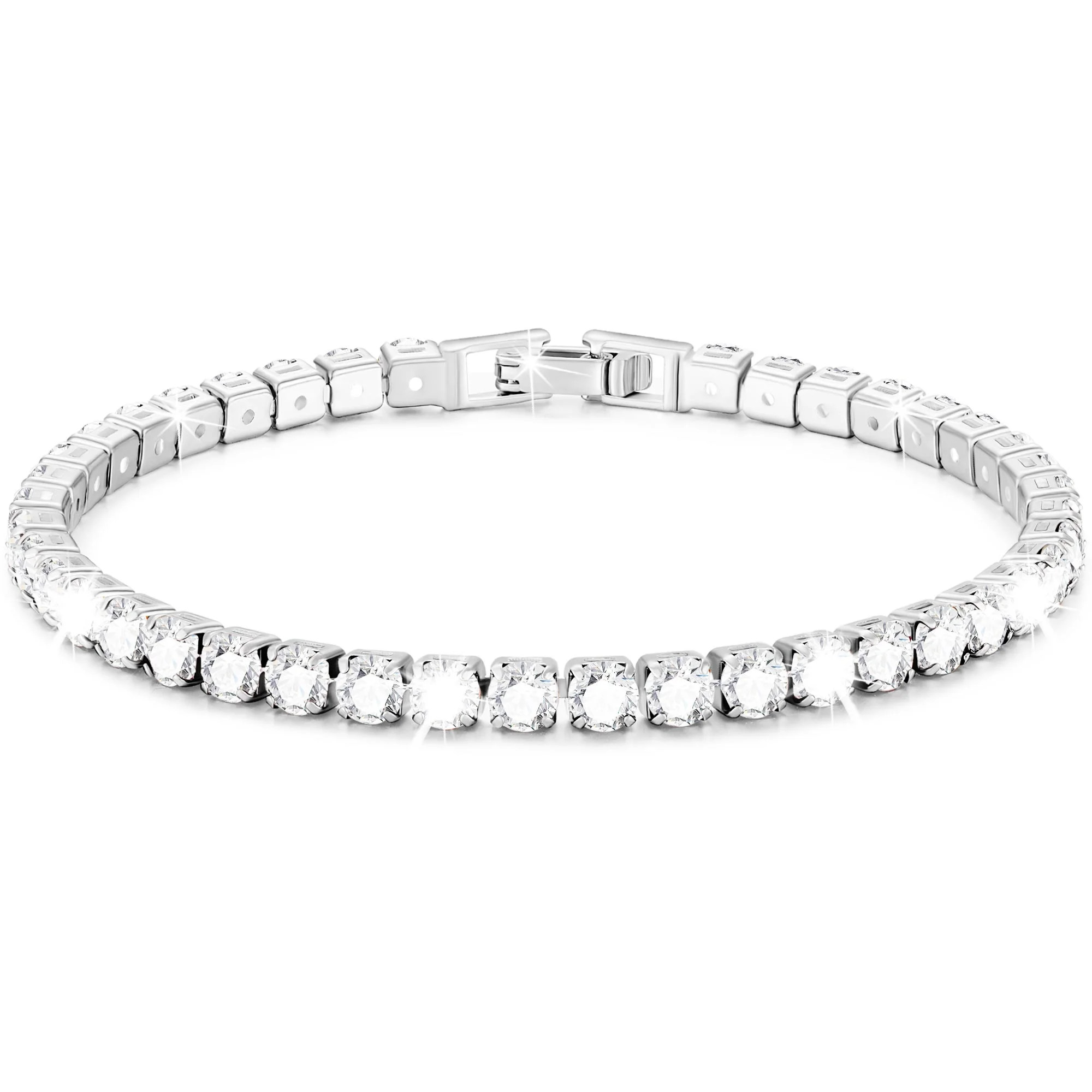 APSVO 18K White Gold Plated Tennis Bracelets for Women Girls CZ S925 Sterling Silver April Births... | Walmart (US)