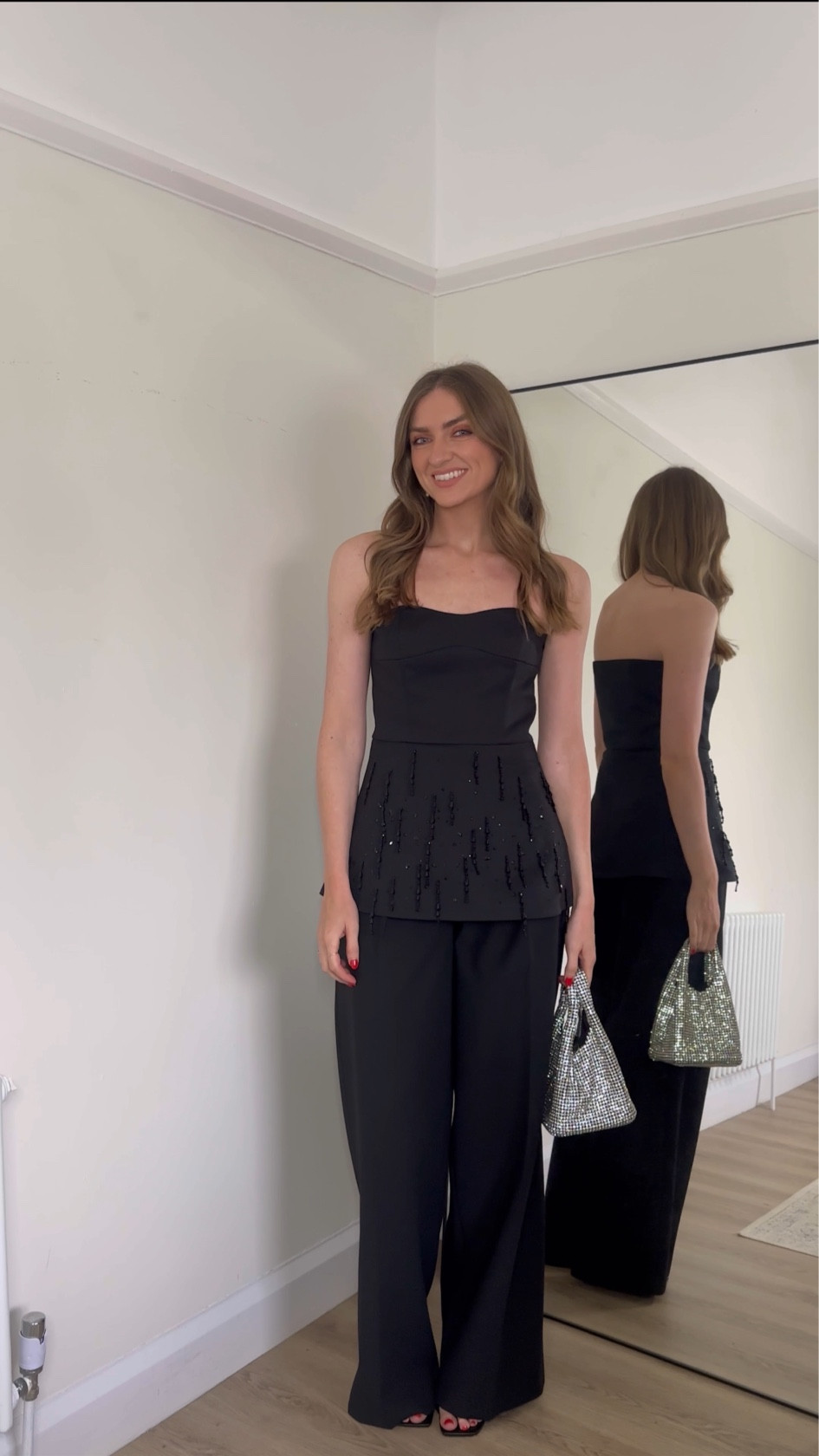 H&M holiday collection
Wearing a size 8 in the embellished black bandeau top
Size 8 in the KM trousers, I’m 5ft 6 for an idea of the length 


Evening outfit, partywear, dressy outfit, all black outfit, festive wear 

#LTKpartywear #LTKuk