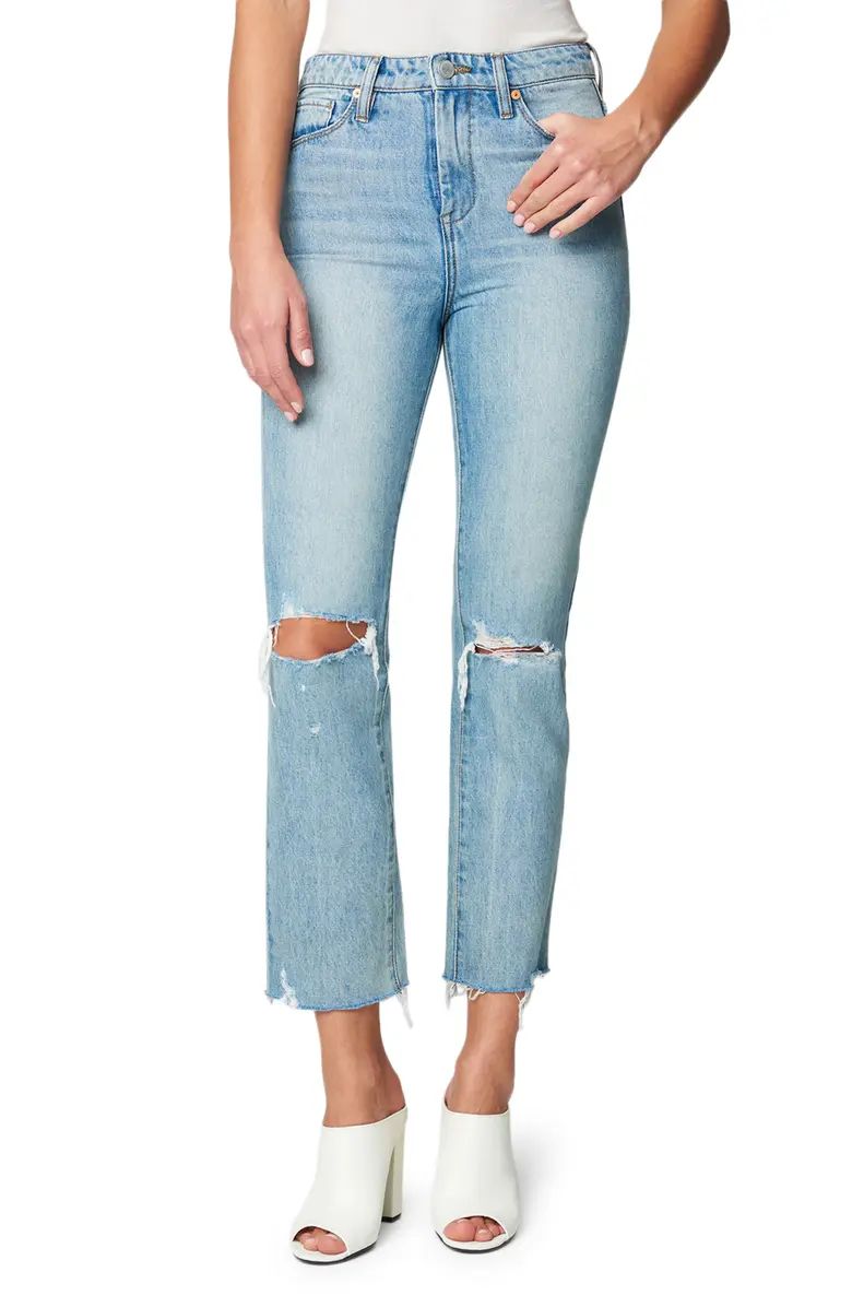 The Madison Ripped High Waist Raw Hem Bootcut Jeans | Nordstrom
