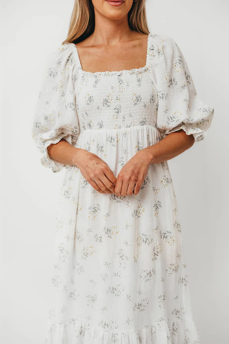 Livvy 100% Cotton Maxi Dress in Off-White/Chamomile | Worth Collective